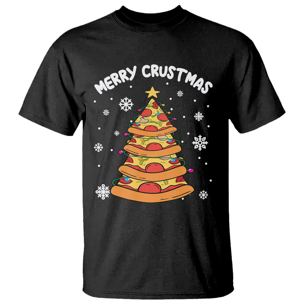 Merry Crustmas Pizza Christmas Tree Xmas T Shirt - Wonder Print Shop
