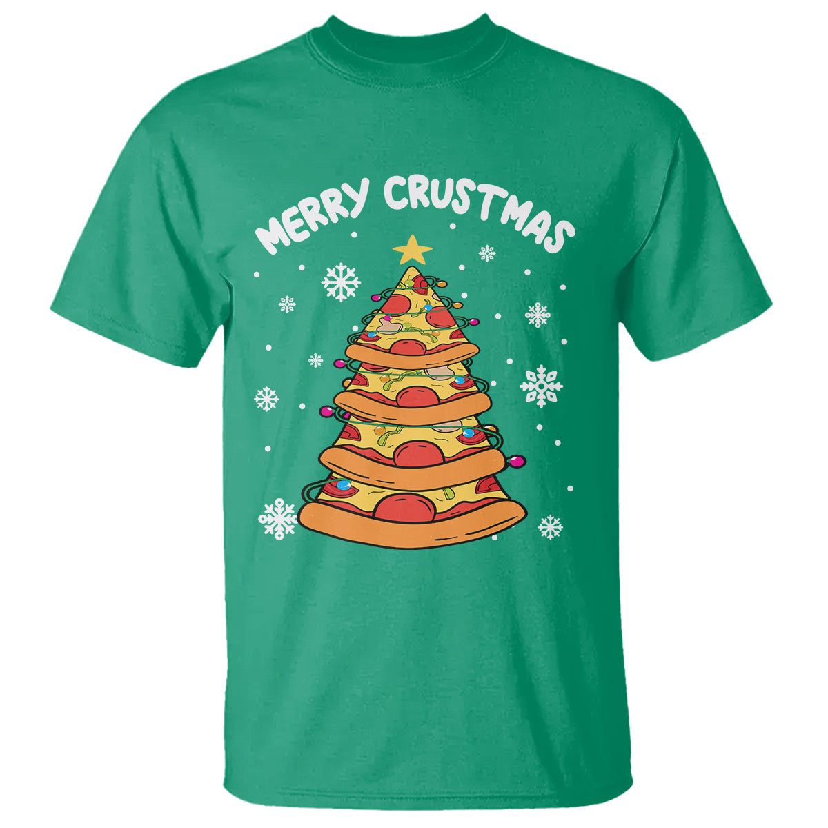Merry Crustmas Pizza Christmas Tree Xmas T Shirt - Wonder Print Shop