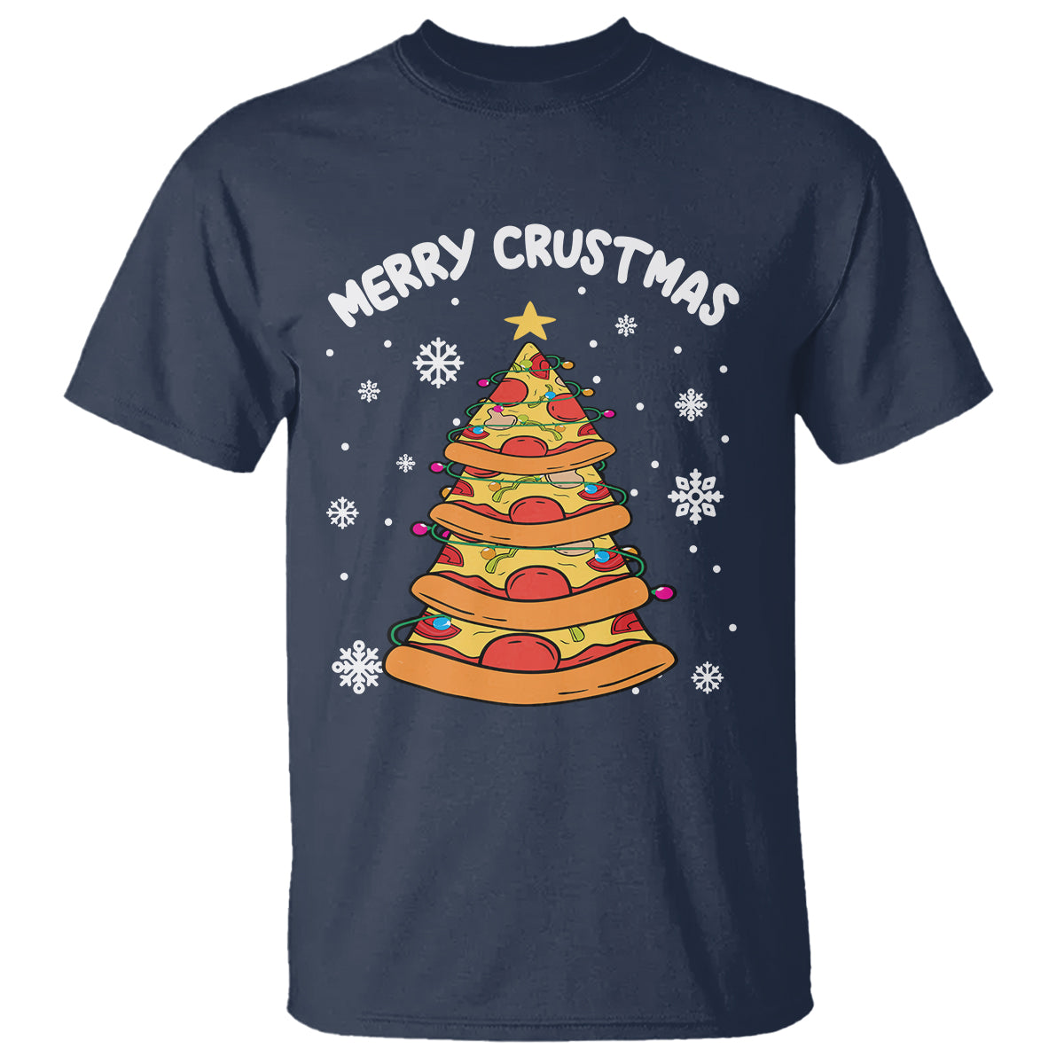 Merry Crustmas Pizza Christmas Tree Xmas T Shirt - Wonder Print Shop