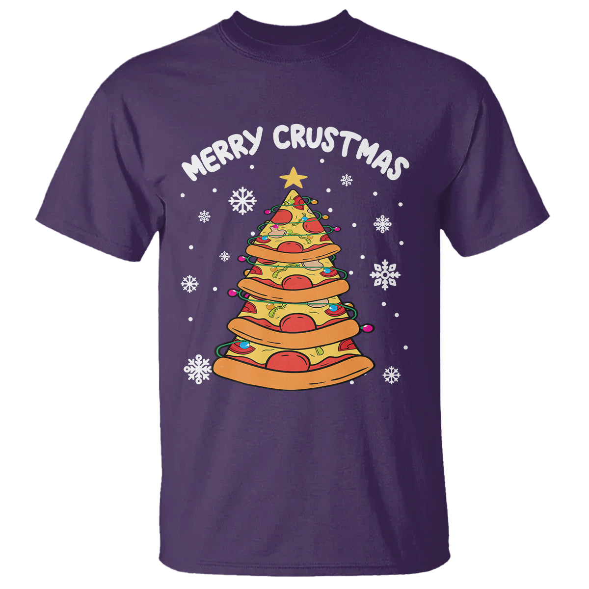 Merry Crustmas Pizza Christmas Tree Xmas T Shirt - Wonder Print Shop