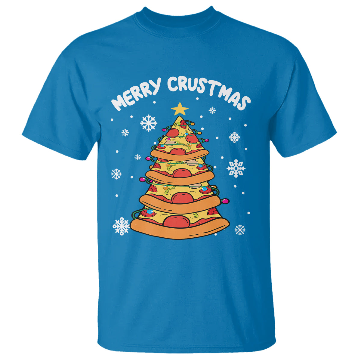 Merry Crustmas Pizza Christmas Tree Xmas T Shirt - Wonder Print Shop