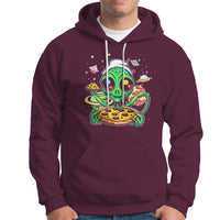Alien Eating Pizza Outer Space With Planet UFO Hoodie - Wonder Print Shop
