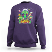 Alien Eating Pizza Outer Space With Planet UFO Sweatshirt - Wonder Print Shop