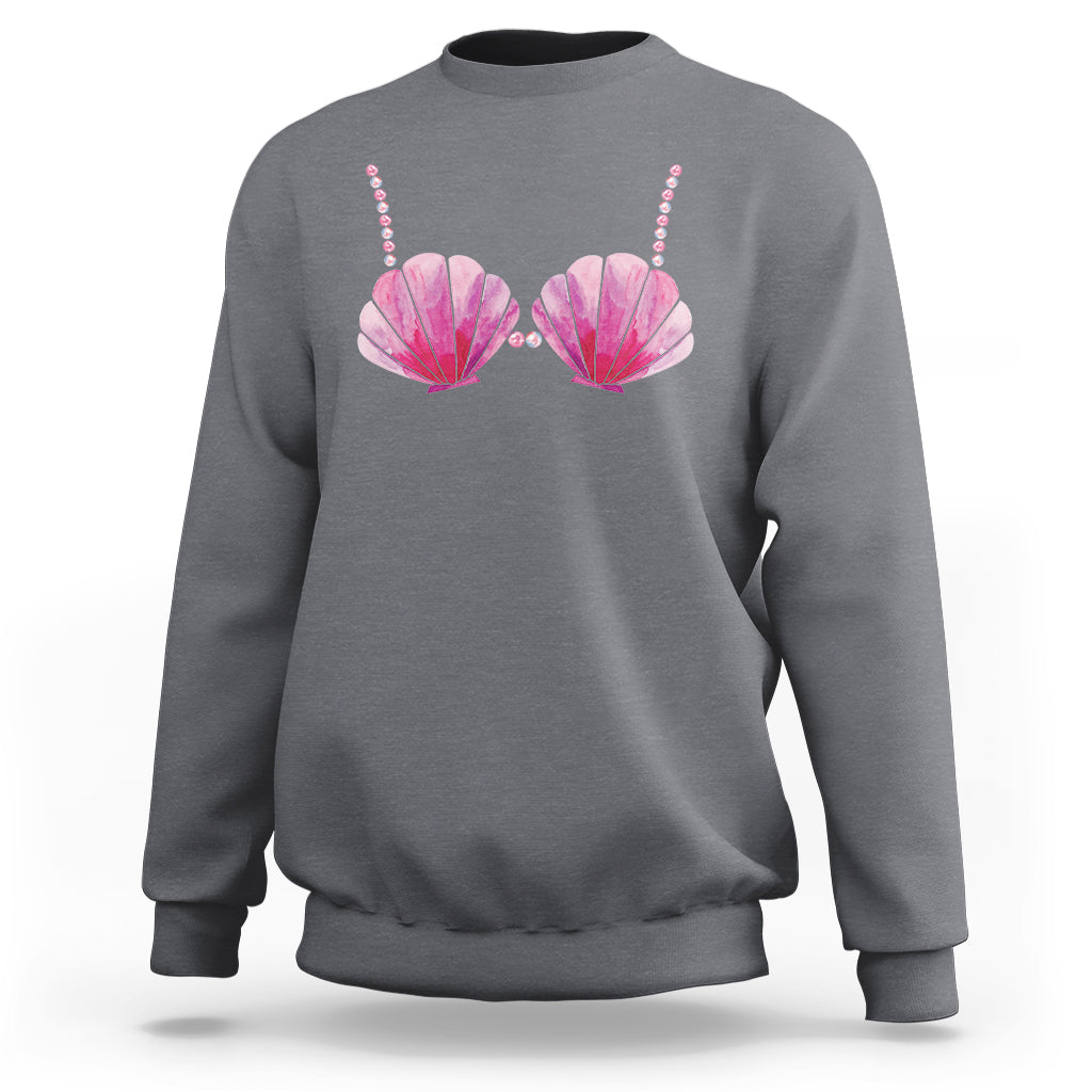Mermaid Pearl Sea Shell Bra Costume Sweatshirt - Wonder Print Shop