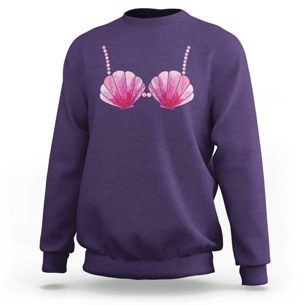 Mermaid Pearl Sea Shell Bra Costume Sweatshirt - Wonder Print Shop