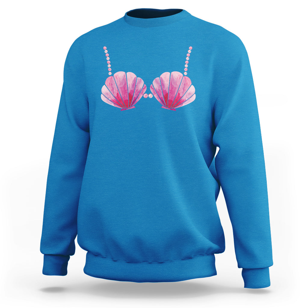 Mermaid Pearl Sea Shell Bra Costume Sweatshirt - Wonder Print Shop