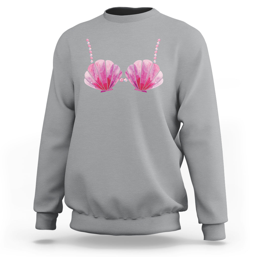 Mermaid Pearl Sea Shell Bra Costume Sweatshirt - Wonder Print Shop