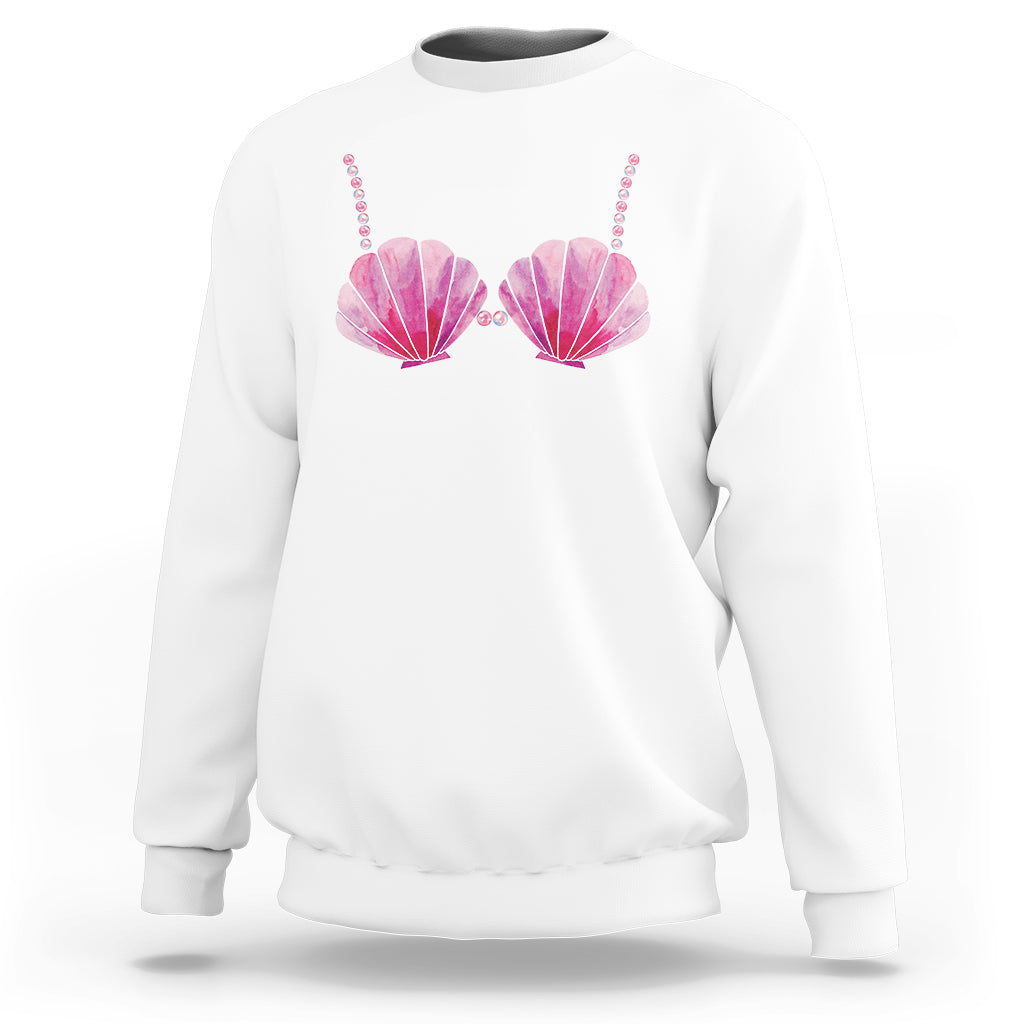 Mermaid Pearl Sea Shell Bra Costume Sweatshirt - Wonder Print Shop
