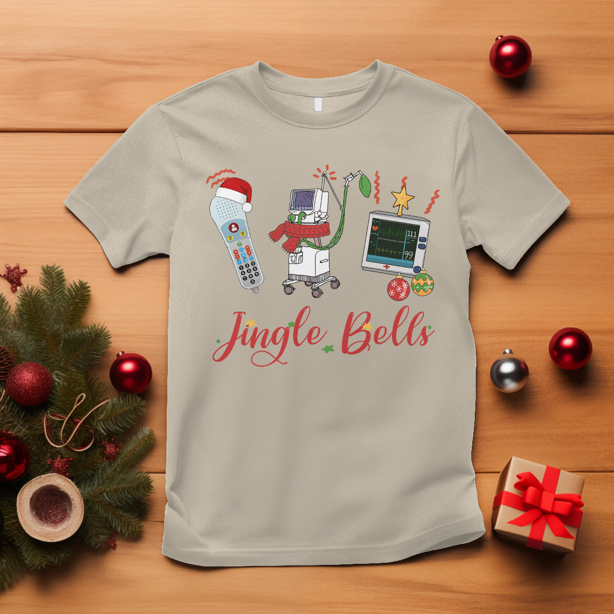 Christmas Nurse Jingle Bells Telemetry Respiratory Therapist T Shirt - Wonder Print Shop