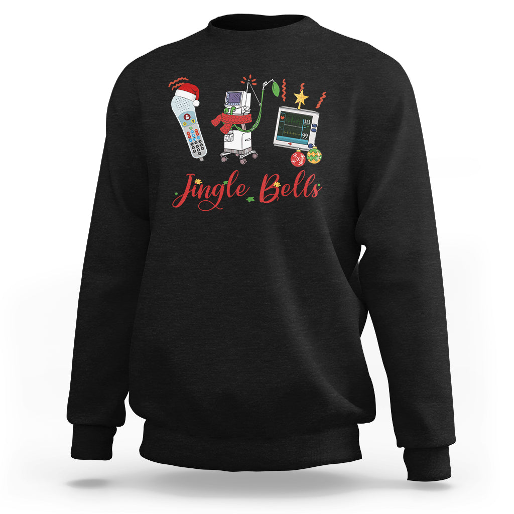 Christmas Nurse Jingle Bells Telemetry Respiratory Therapist Sweatshirt - Wonder Print Shop