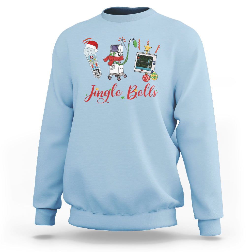 Christmas Nurse Jingle Bells Telemetry Respiratory Therapist Sweatshirt - Wonder Print Shop