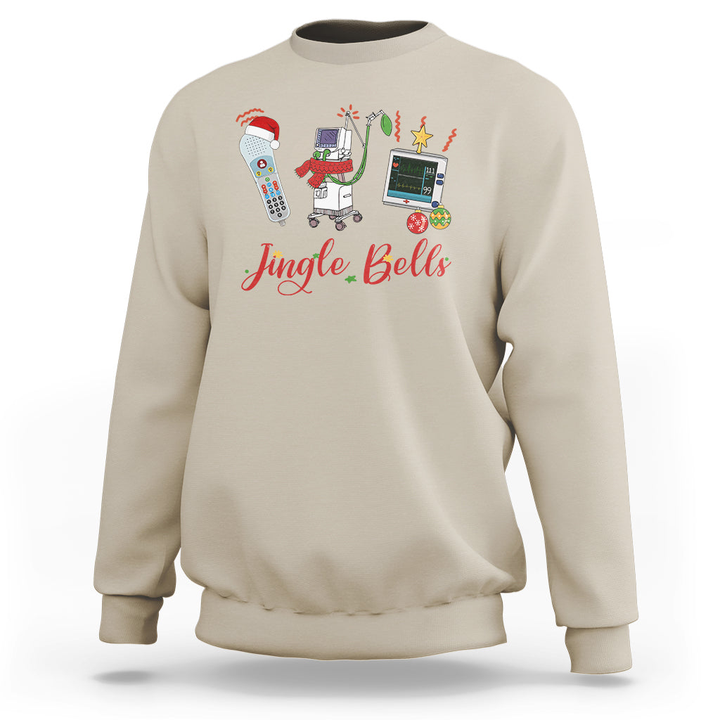 Christmas Nurse Jingle Bells Telemetry Respiratory Therapist Sweatshirt - Wonder Print Shop