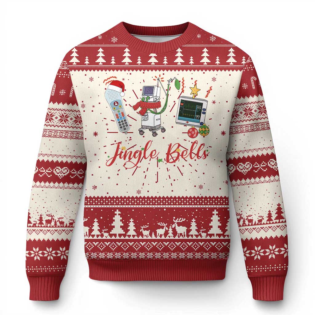 Christmas Nurse Ugly Christmas Sweater Jingle Bells Telemetry Respiratory Therapist - Wonder Print Shop