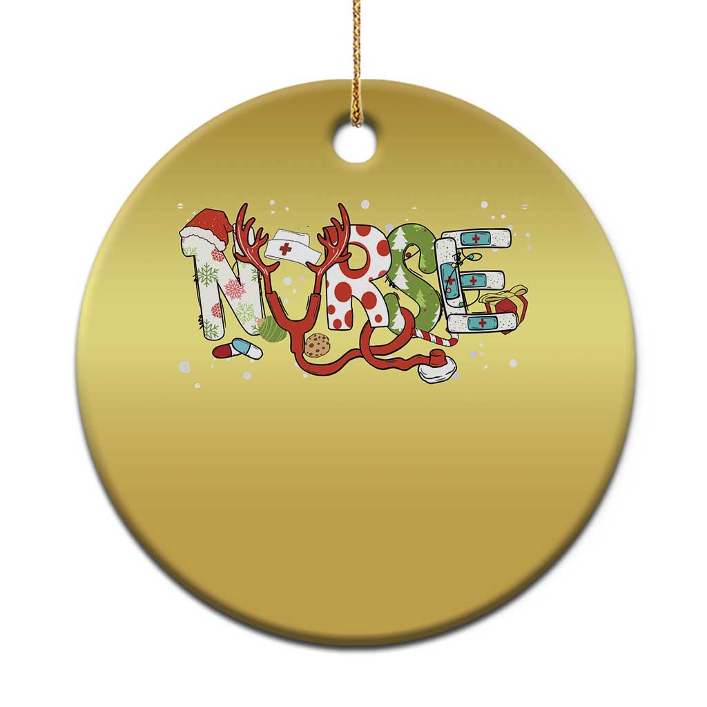 Nurse Xmas Stethoscope Reindeer Hat Christmas Ornament - Wonder Print Shop