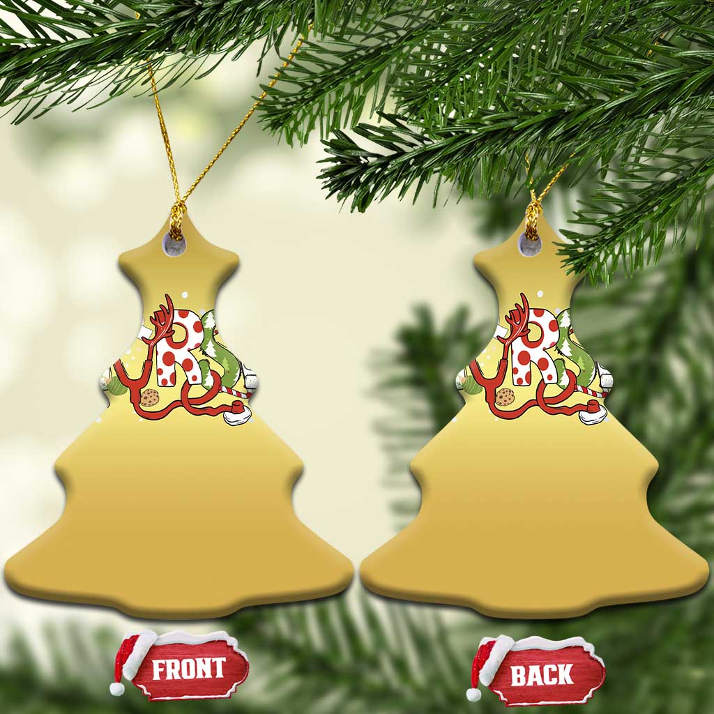 Nurse Xmas Stethoscope Reindeer Hat Christmas Ornament - Wonder Print Shop