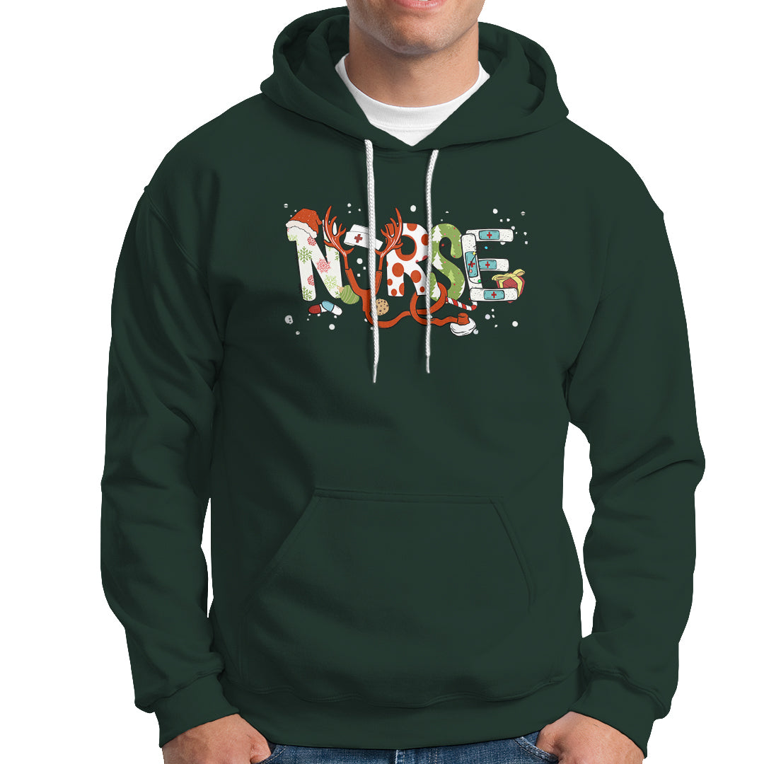 Christmas Nurse Xmas Stethoscope Reindeer Hat Hoodie - Wonder Print Shop