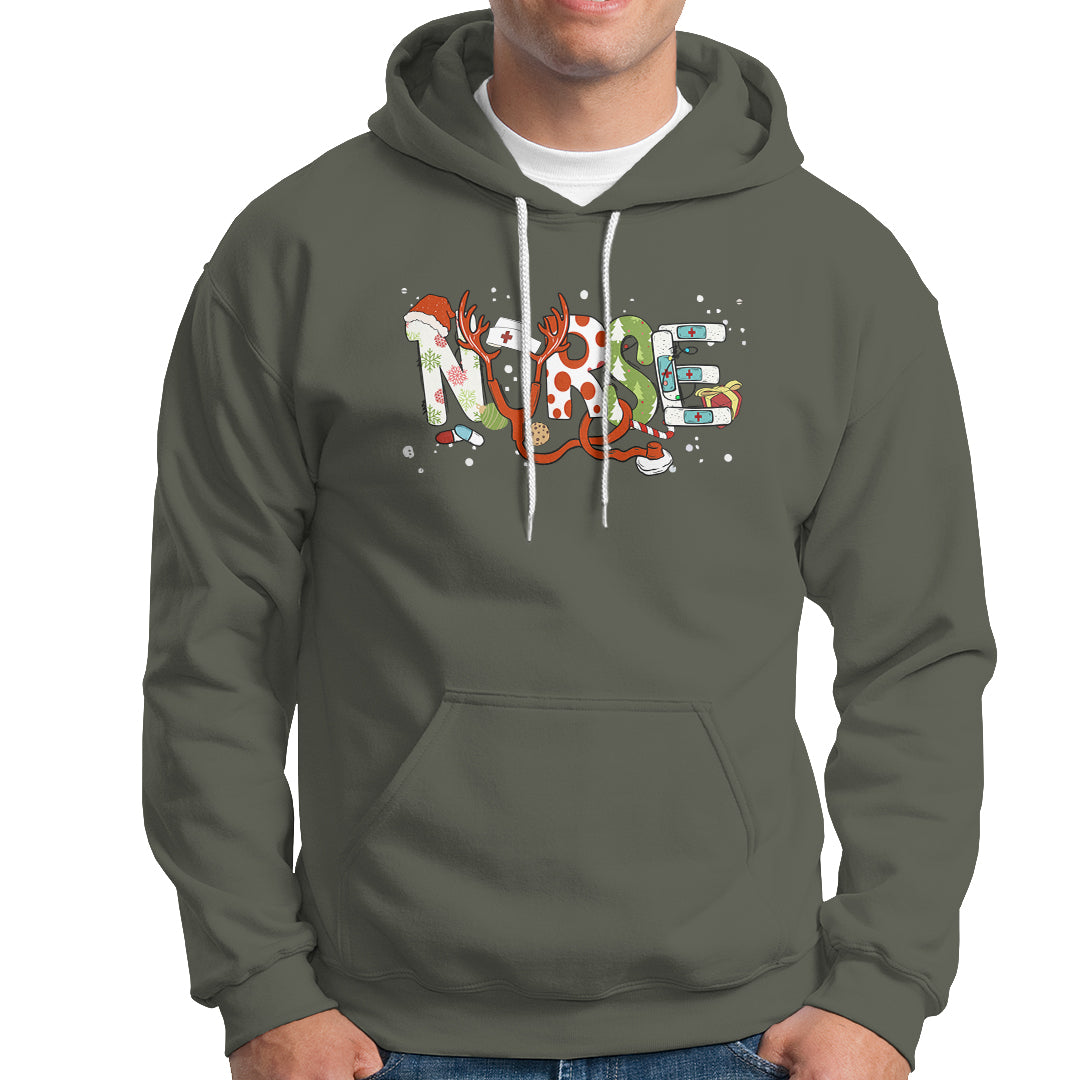 Christmas Nurse Xmas Stethoscope Reindeer Hat Hoodie - Wonder Print Shop
