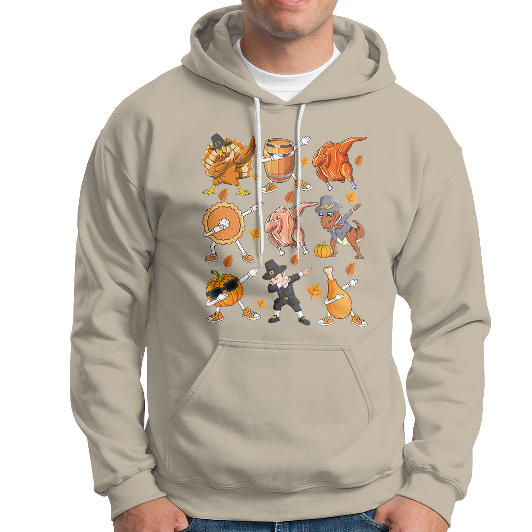 Dabbing Turkey T Rex Pilgrim Pumpkin Pie Funny Thanksgiving Hoodie - Wonder Print Shop