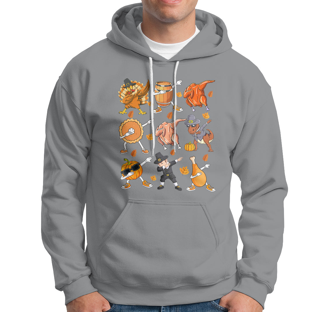 Dabbing Turkey T Rex Pilgrim Pumpkin Pie Funny Thanksgiving Hoodie - Wonder Print Shop
