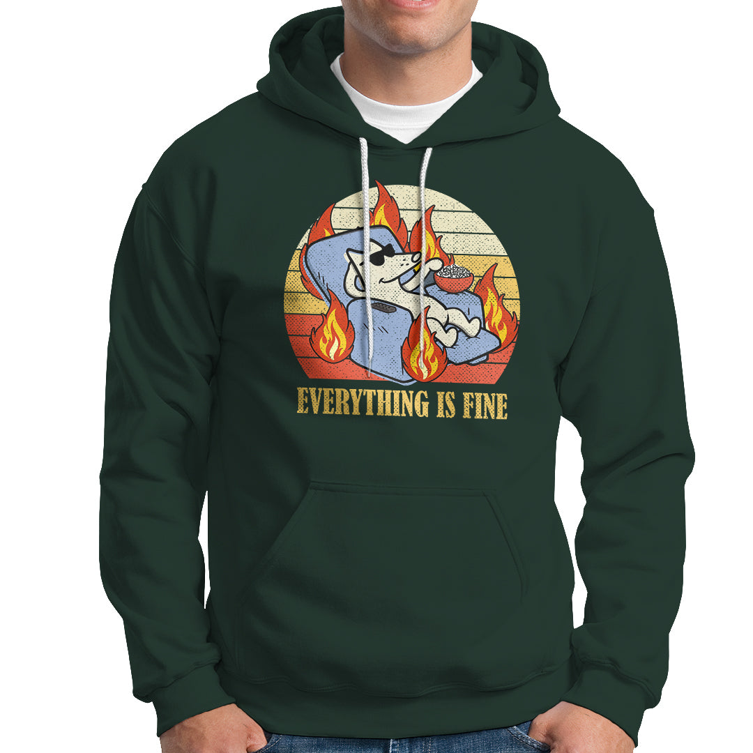 Everything Is Fine Dog Eating Popcorn Funny Burning Meme Hoodie - Wonder Print Shop