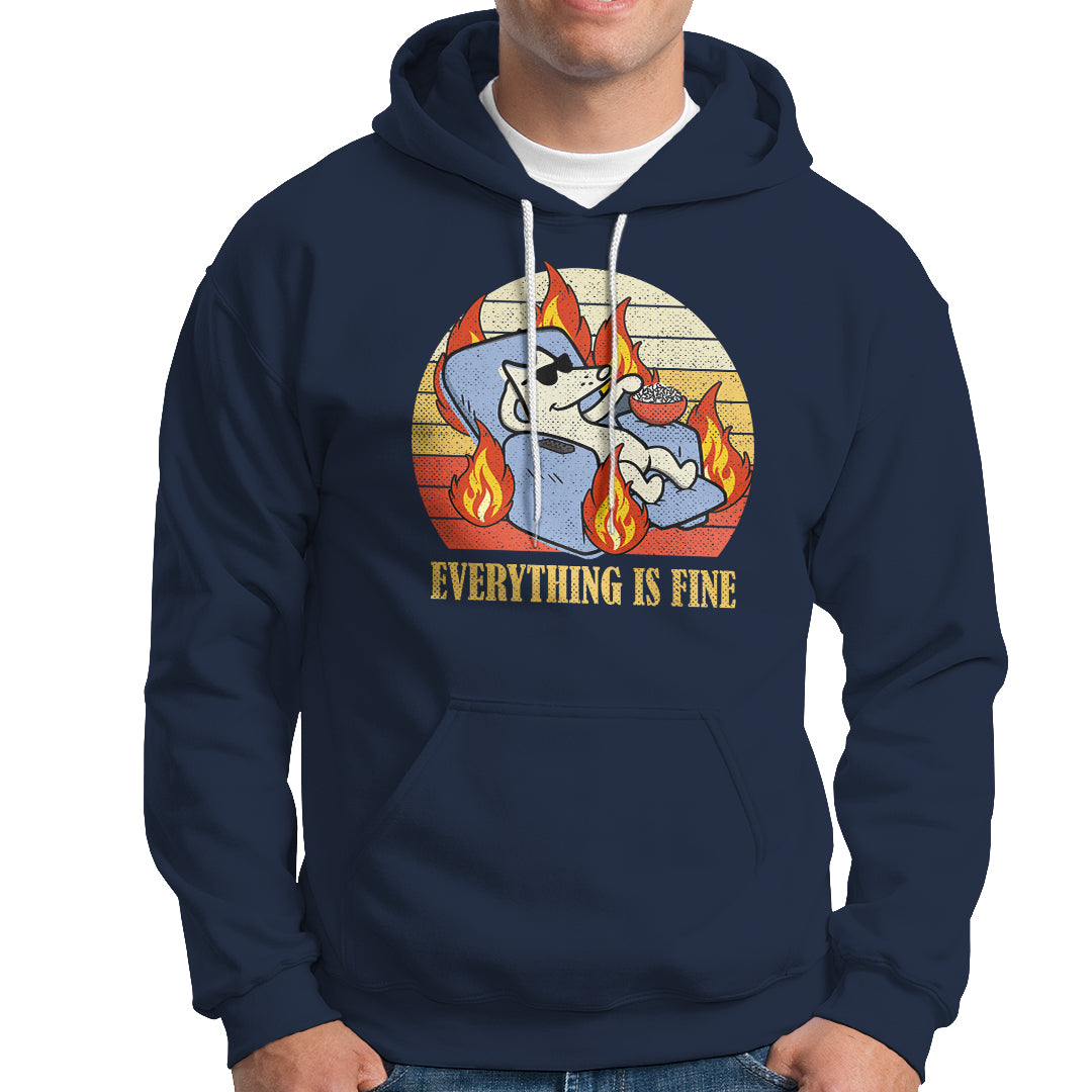 Everything Is Fine Dog Eating Popcorn Funny Burning Meme Hoodie - Wonder Print Shop