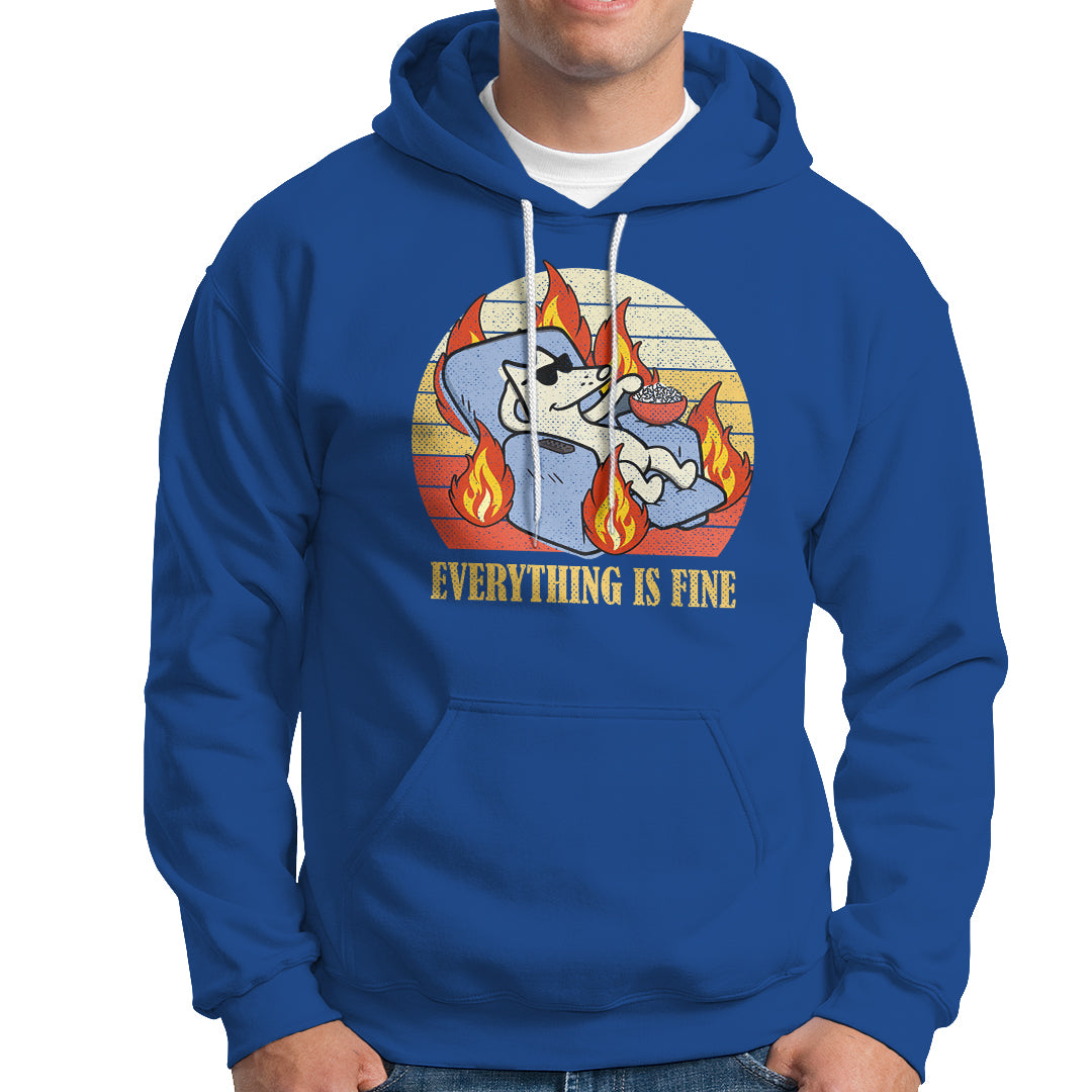 Everything Is Fine Dog Eating Popcorn Funny Burning Meme Hoodie - Wonder Print Shop