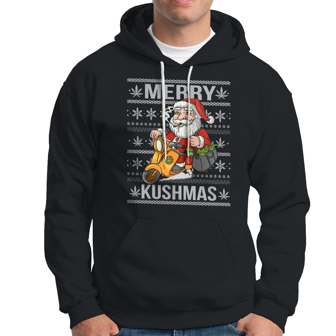 Merry Kushmas Christmas Ugly Santa Smoking Cannabis Weed 420 Hoodie - Wonder Print Shop