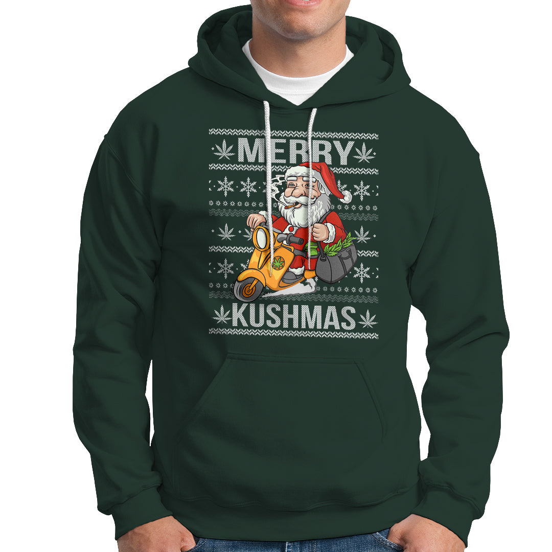 Merry Kushmas Christmas Ugly Santa Smoking Cannabis Weed 420 Hoodie - Wonder Print Shop
