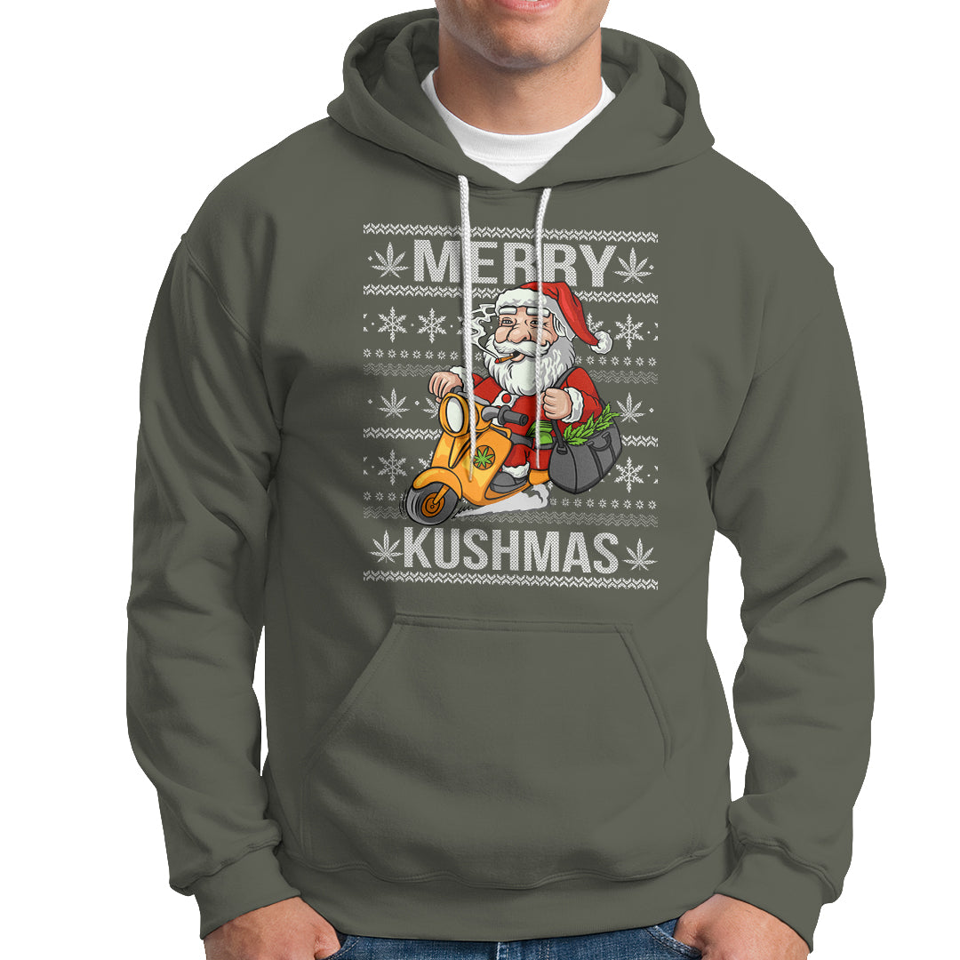Merry Kushmas Christmas Ugly Santa Smoking Cannabis Weed 420 Hoodie - Wonder Print Shop