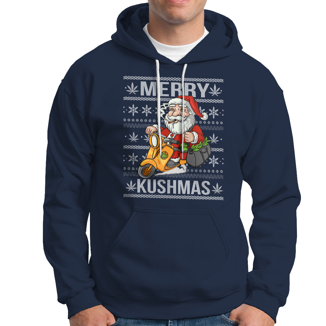 Merry Kushmas Christmas Ugly Santa Smoking Cannabis Weed 420 Hoodie - Wonder Print Shop