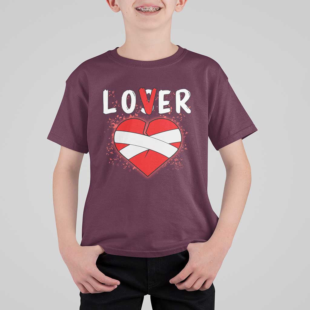 Broken Heart Lover Or Loser Single Day Anti Valentine T Shirt For Kid - Wonder Print Shop