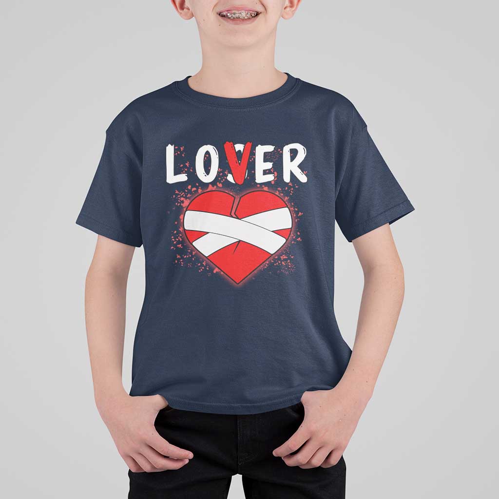 Broken Heart Lover Or Loser Single Day Anti Valentine T Shirt For Kid - Wonder Print Shop