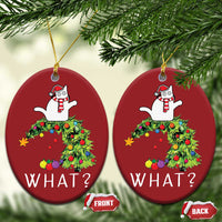 Funny Xmas Cat Christmas Ornament What? Mischievous Cat Pushing Christmas Tree - Wonder Print Shop