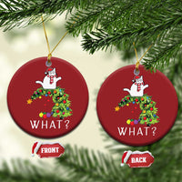 Funny Xmas Cat Christmas Ornament What? Mischievous Cat Pushing Christmas Tree - Wonder Print Shop
