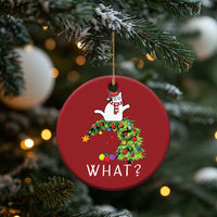 Funny Xmas Cat Christmas Ornament What? Mischievous Cat Pushing Christmas Tree - Wonder Print Shop
