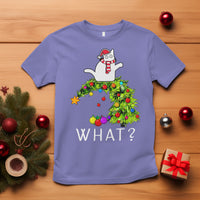 What? Cat Pushing Christmas Tree Xmas Mischievous Cat Lover T Shirt - Wonder Print Shop