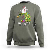 What? Cat Pushing Christmas Tree Xmas Mischievous Cat Lover Sweatshirt - Wonder Print Shop