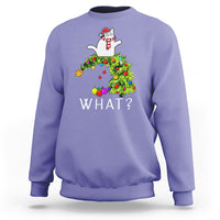 What? Cat Pushing Christmas Tree Xmas Mischievous Cat Lover Sweatshirt - Wonder Print Shop