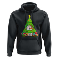 Funny Xmas Cat Hoodie What? Cat Pushing Christmas Tree Mischievous Cat Lover
