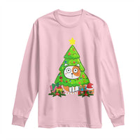 Funny Xmas Cat Long Sleeve Shirt What? Cat Pushing Christmas Tree Mischievous Cat Lover