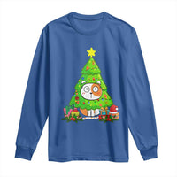 Funny Xmas Cat Long Sleeve Shirt What? Cat Pushing Christmas Tree Mischievous Cat Lover