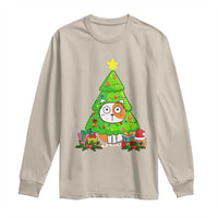 Funny Xmas Cat Long Sleeve Shirt What? Cat Pushing Christmas Tree Mischievous Cat Lover