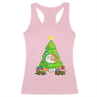 Funny Xmas Cat Racerback Tank Top What? Cat Pushing Christmas Tree Mischievous Cat Lover