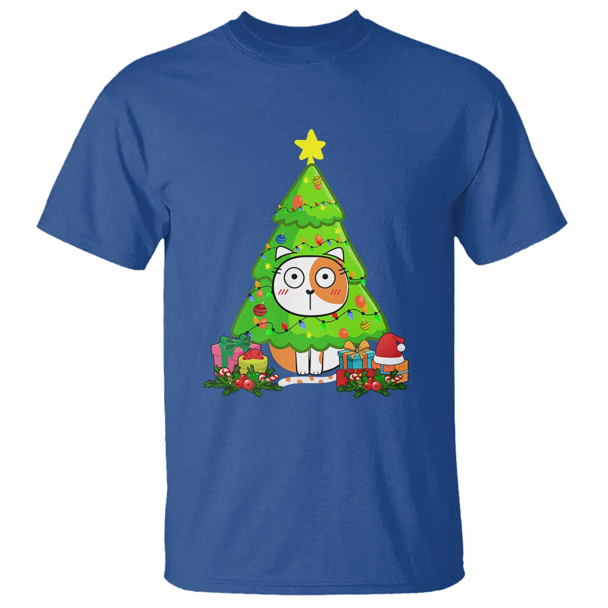 Funny Xmas Cat T Shirt What? Cat Pushing Christmas Tree Mischievous Cat Lover - Wonder Print Shop