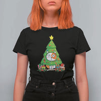 Funny Xmas Cat T Shirt For Women What? Cat Pushing Christmas Tree Mischievous Cat Lover - Wonder Print Shop