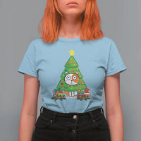 Funny Xmas Cat T Shirt For Women What? Cat Pushing Christmas Tree Mischievous Cat Lover - Wonder Print Shop