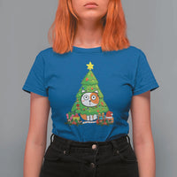 Funny Xmas Cat T Shirt For Women What? Cat Pushing Christmas Tree Mischievous Cat Lover - Wonder Print Shop