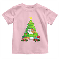 Funny Xmas Cat Toddler T Shirt What? Cat Pushing Christmas Tree Mischievous Cat Lover