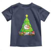 Funny Xmas Cat Toddler T Shirt What? Cat Pushing Christmas Tree Mischievous Cat Lover