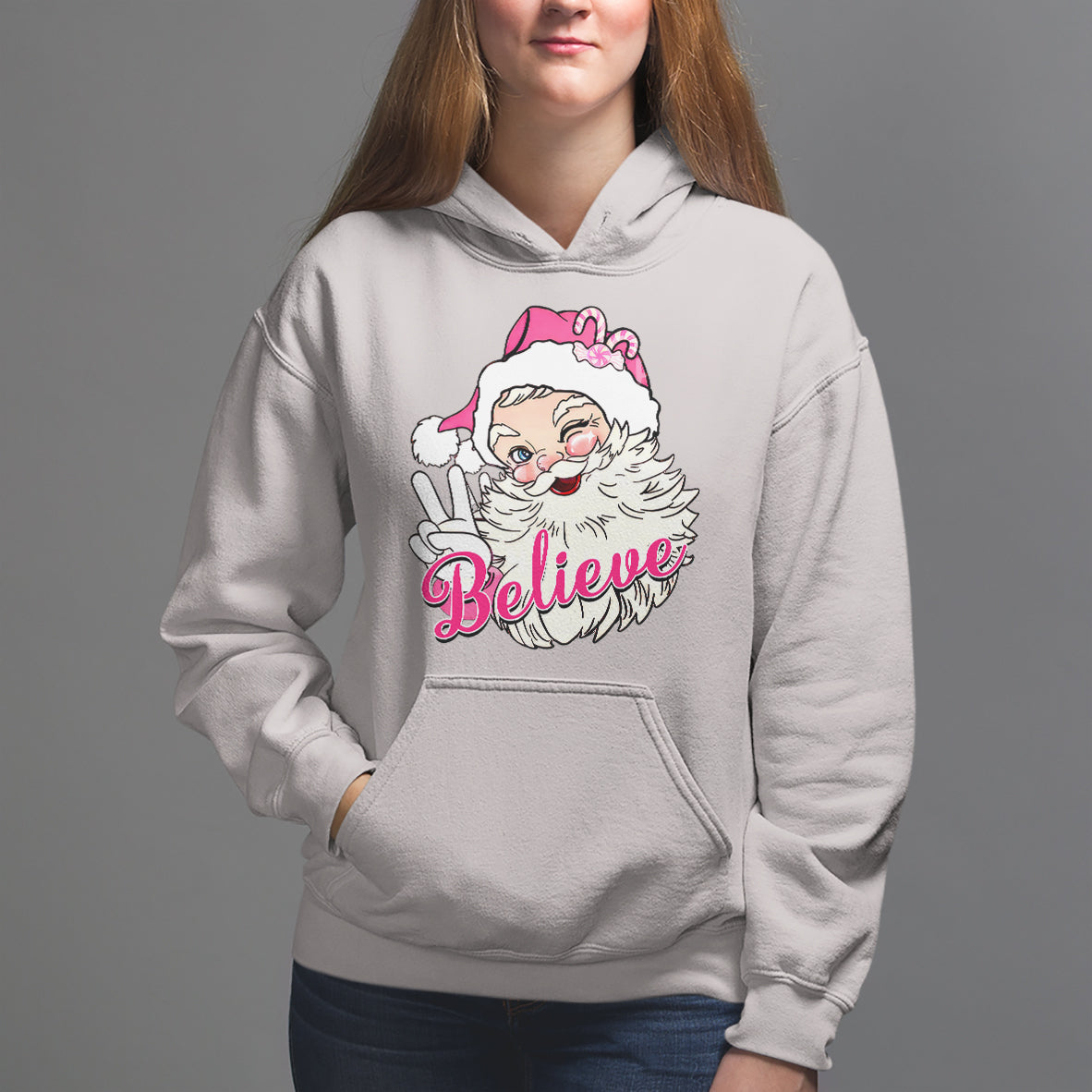 Believe Christmas Vintage Pink Santa Claus Hoodie - Wonder Print Shop